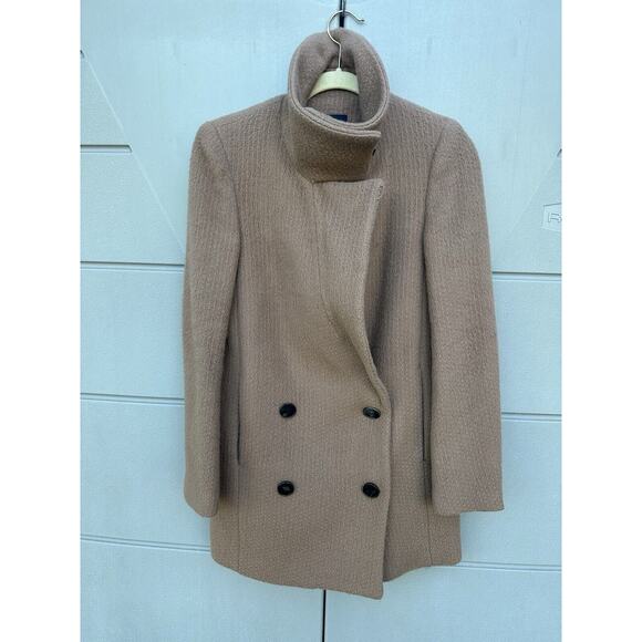 System Funnel Neck Suri Alpaca Wool Long Coat Women's $698 Sz S Camel Designer - Picture 3 of 16